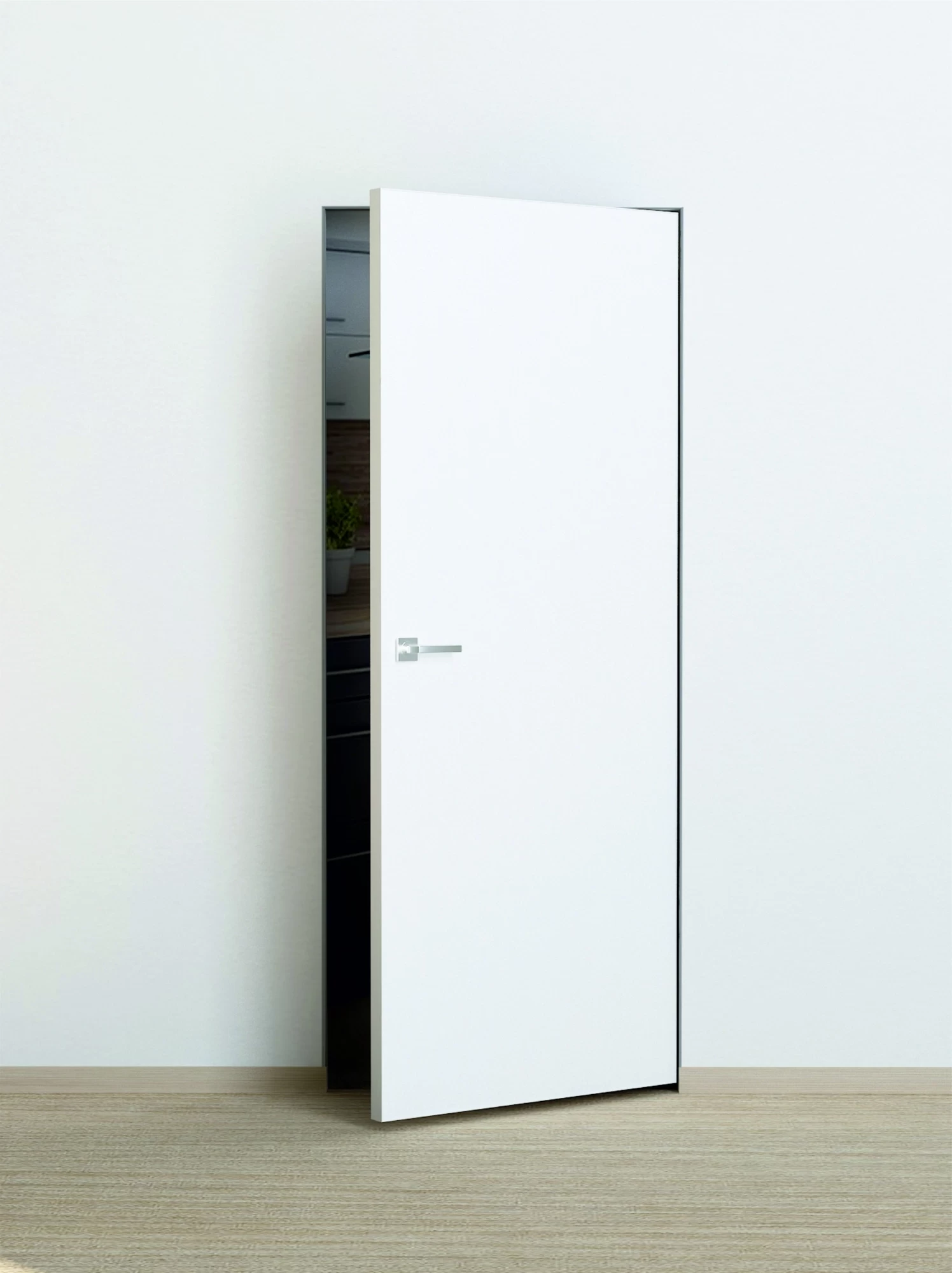 Фото Межкомнатная дверь P-0 Invisible кромка ABS c 4-х ст. белый грунт