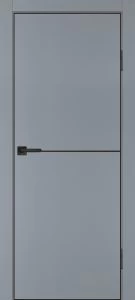 Межкомнатная дверь P-19  черный молдинг PET,  кромка ABS черная c 4-х ст. Серый матовый