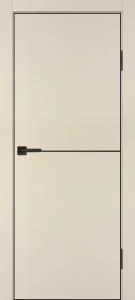 Межкомнатная дверь P-19  черный молдинг PET,  кромка ABS черная c 4-х ст. Бежевый матовый